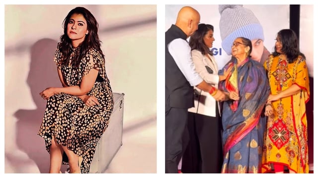 Kajol rescued Anupam Kher's mother Dulari Kher at a press event on Monday.