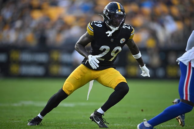 Pittsburgh Steelers cornerback Ryan Watts runs during the first half of an NFL exhibition football game against the Buffalo Bills, Saturday, Aug. 17, 2024, in Pittsburgh.