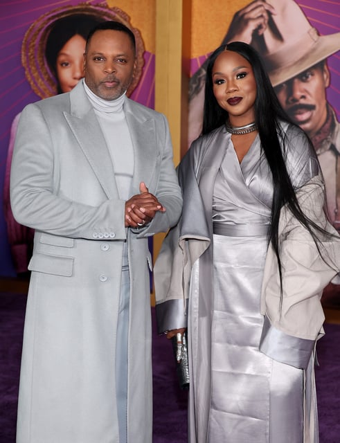 Toure Roberts and Sarah Jakes Roberts attend the World Premiere of Warner Bros.' "The Color Purple" at Academy Museum of Motion Pictures on December 06, 2023 in Los Angeles, California.