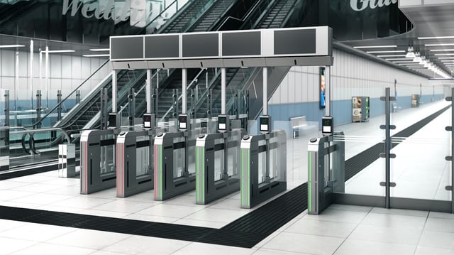 A rendering of a modern fare gate system. Two years after showcasing the technology, MTA officials say they’ll start installing gates at twenty stations later this year.(MTA)