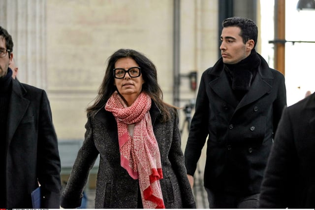 Françoise Bettencourt-Meyers et son fils aîné Jean-Victor Meyers, le 20 février 2015 au tribunal de Bordeaux. 

