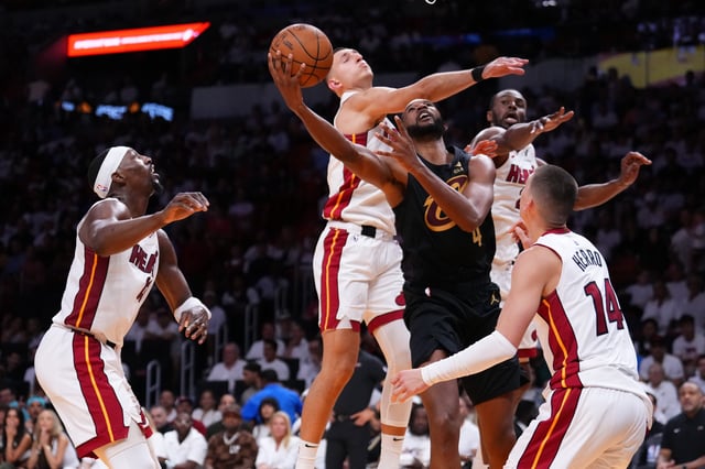 Evan Mobley and the Cavaliers are heavy favorites on Monday night in Miami as top seed in the Eastern Conference looks to complete the sweep.