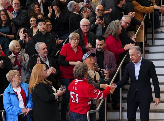 Liberal Leader Mark Carney makes a campaign stop at Seneca College in King City, Ont., on Saturday, April 26, 2025. THE CANADIAN PRESS/Sean Kilpatrick