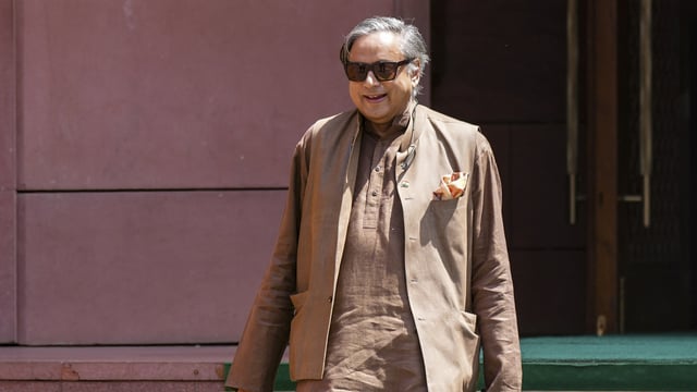 Congress MP Shashi Tharoor during the Budget session of Parliament.