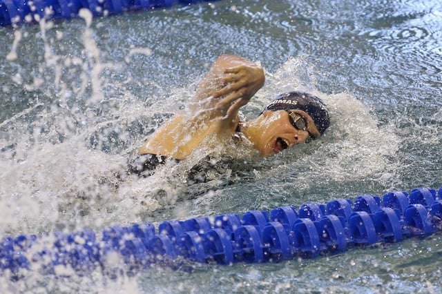 Mar 19, 2022; Atlanta, Georgia, USA; Penn Quakers swimmer Lia Thomas swims the 100 free at the NCAA Swimming & Diving Championships at Georgia Tech. Mandatory Credit: Brett Davis-USA TODAY Sports/File Photo