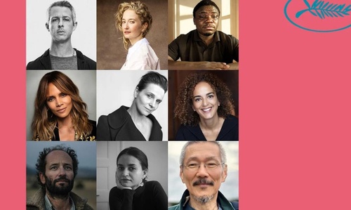 Director-screenwriter Hong Sang-soo (3rd from L, 3rd row) is among the nine jurors selected for the 78th Cannes Film Festival, as shown in the captured image from the festival's website. (PHOTO NOT FOR SALE) (Yonhap)