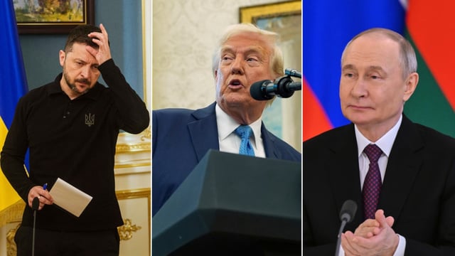 Wolodymyr Selenskyj, Donald Trump und Wladimir Putin (von links).