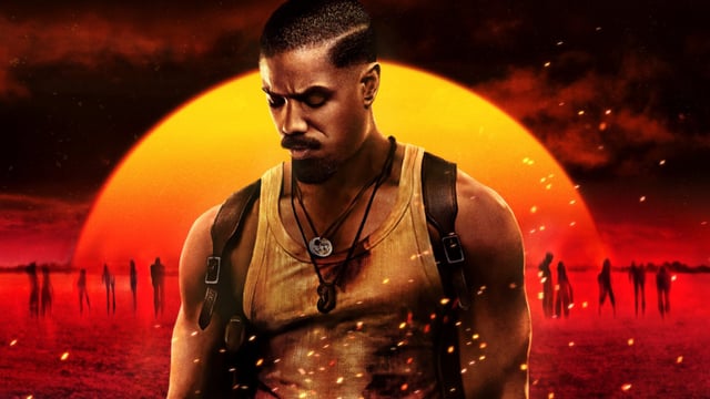 Michael B. Jordan in a vest on the Sinners poster.