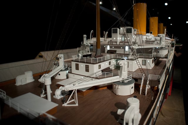 Details of the deck of a 1:30 replica of the Titanic, built in the Park of Sciences in Granada, Spain are pictured on Feb. 25, 2016 part of a larger exhibition dubbed "Titanic: The Reconstruction."