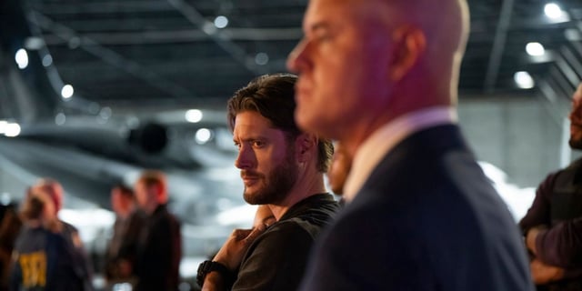 Jensen Ackles and Eric Dane stand at attention in Countdown promo shot