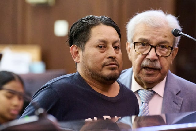 Felix Rojas is arraigned in Manhattan Criminal Court on 2 counts of rape of a human corpse on the R train in Manhattan. (Curtis Means for Dailymail.com / Pool)