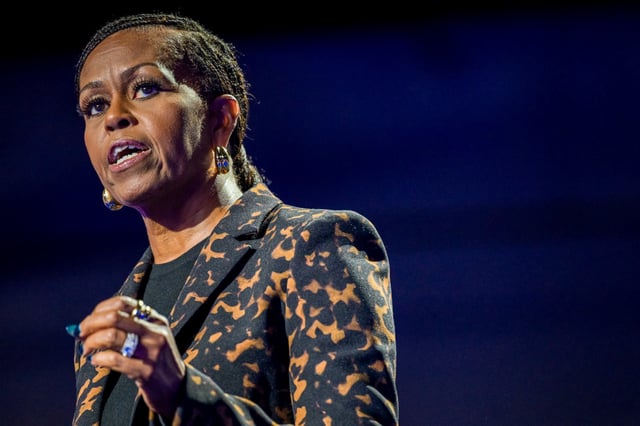 Michelle Obama on Oct. 26, 2024, in Kalamazoo, Mich.