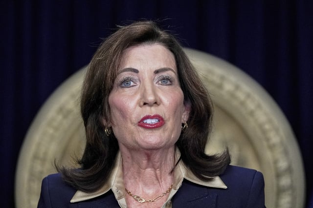 FILE - New York Gov. Kathy Hochul speaks at a news conference, Feb. 20, 2025, in New York. (AP Photo/Julia Demaree Nikhinson, File)
