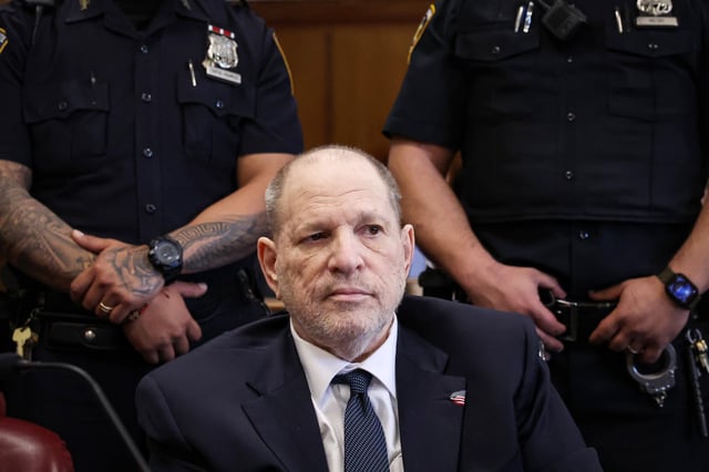 Former film producer Harvey Weinstein appears in court as his retrial continues at Manhattan Criminal Court, in New York City, on April 29, 2025.