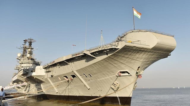 Mumbai, India - March 6, 2017:INS Viraat, Oldest serving aircraft carrier was decommissioned at Naval Dockyard in Mumbai, India, on Monday, March 6, 2017. (Photo by Anshuman Poyrekar/Hindustan Times) (Anshuman Poyrekar/HT Photo)