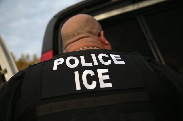 A U.S. Immigration and Customs Enforcement agent in Los Angeles on October 14, 2015.