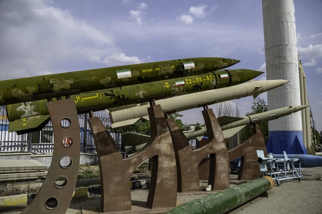 A view of Iran&#39;s domestically made satellite launch vehicles (SLVs) and missiles in the Museum of Holy Defense in Tehran, Iran on April 17, 2025. The term &#34;Holy Defense&#34; is used to refer to Iran-Iraq war that took 8 years.