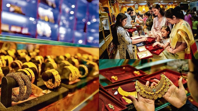 Jewellery stores around the city are packed with customers during Akshaya Tritiya.