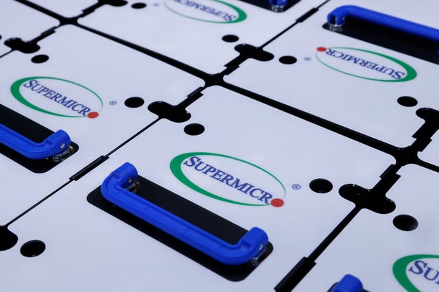 Logos of Super Micro Computer are pictured at COMPUTEX Taipei, one of the world's largest computer and technology trade shows, in Taipei, Taiwan May 30, 2023. REUTERS/Ann Wang/File photo