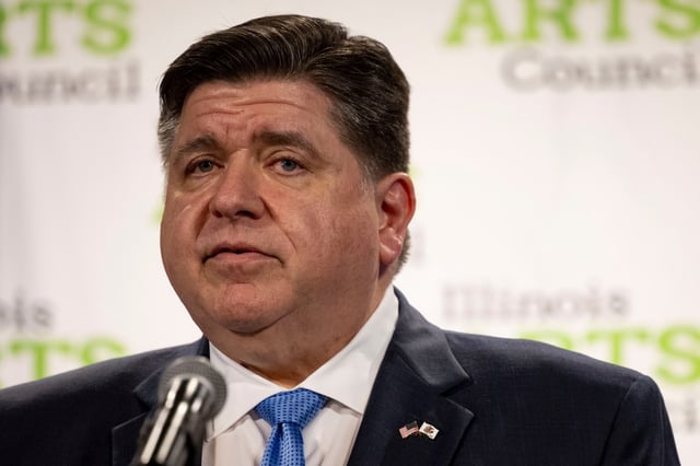 Gov. JB Pritzker speaks during a press conference, April 29, 2025, in Springfield. On Tuesday night, Pritzker and three other Democratic governors called for Democrats to mobilize and protest outside Republican congressional offices to oppose President Donald Trump&#39;s administrative actions. (Brian Cassella/Chicago Tribune)