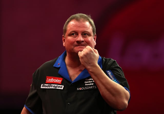 Darts - 2013 Ladbrokes World Darts Championship  - Alexandra Palace, London - 19/12/12 . Andy Jenkins celebrates during his first round match. Action Images / Steven Paston/ File Photo