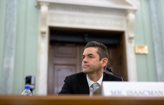 Jared Isaacman, President Donald Trump’s nominee to be the next administrator of NASA, appears before the Senate Committee on Commerce, Science, and Transportation on April 9.