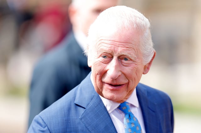King Charles III attends the traditional Easter Sunday Mattins Service at St George&#39;s Chapel, Windsor Castle on April 20, 2025.