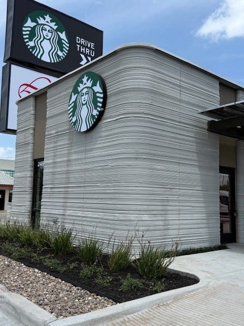 Starbucks' new store in Brownsville, Texas, is its first 3D printed location.