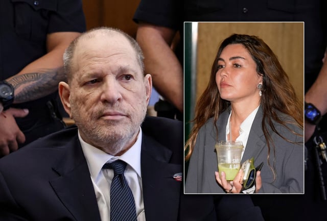 Harvey Weinstein (main) and one of his accusers, Miriam Haley (inset). (AP)