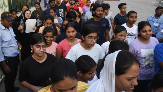 Candidates coming out after appearing in the NEET (UG) 2024 exam at an examination centre at Loyola High School, Kurji in Patna. (Santosh Kumar/HT/Photo for representational purpose only)
