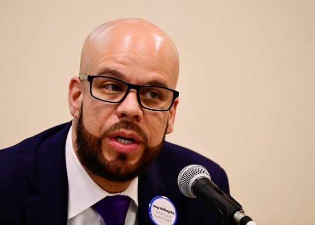 Denver Public Schools Superintendent Alex Marrero during a DPS board meeting at DPS headquarters in Denver Thursday, Nov. 07, 2024. Dr. Marrero presented a list of schools recommend for closure that have to be approved later by the board.  (Photo by Andy Cross/The Denver Post)