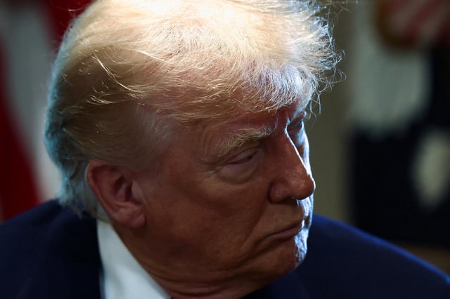 President Donald Trump holds a cabinet meeting at the White House in Washington, DC, on April 30.