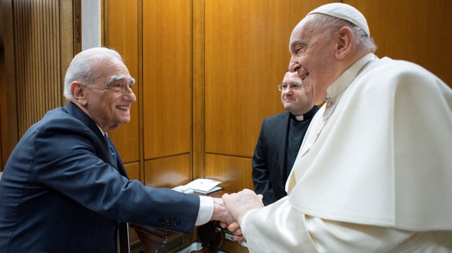 Martine Scorsese meeting Francis at the Vatican in January last year. Francis called him an “exceptional” talent