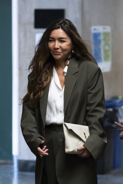 Miriam Haley, an accuser testifying at Harvey Weinstein's rape trial, walks to the courtroom, Thursday, May 1, 2025 in New York. (AP Photo/Adam Gray)