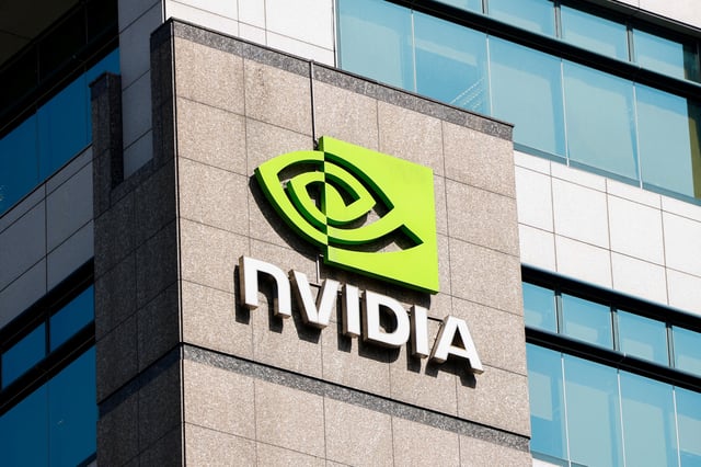A NVIDIA logo is displayed on a building in Taipei, Taiwan April 16, 2025. REUTERS/Ann Wang