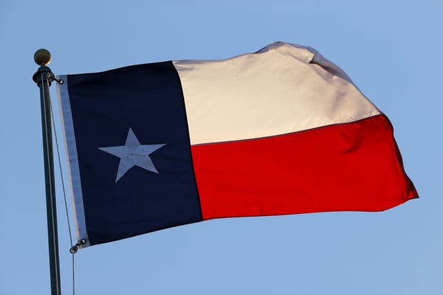 A detail view of the Texas state flag in the wind on Day 8 of the U.S. Mens Clay Court Championships at River Oaks Country Club on April 5, 2024 in Houston, Texas.