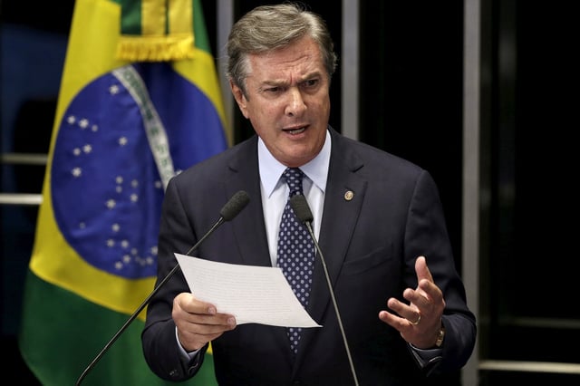 Brazilian Senator Fernando Collor de Mello, a former president, speaks during a session of the Brazilian Federal Senate in Brasilia July 14, 2015. . REUTERS/Ueslei Marcelino/File Photo