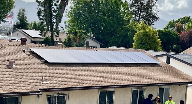 Solar panels installed on the roof of the Santacruz family home in the Lomita neighborhood in southeast San Diego. The system was installed as part of the Solar Equity Program that provides solar power at little or no cost to families who qualify. (Rob Nikolewski/The San Diego Union-Tribune)