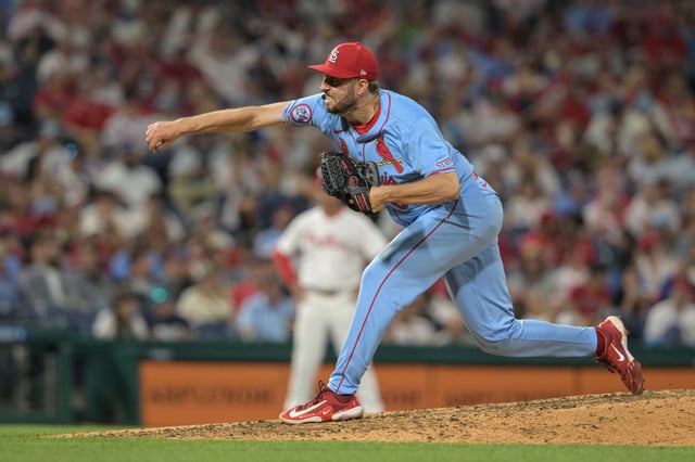Jun 1, 2024; Philadelphia, Pennsylvania, USA;   St. Louis Cardinals pitcher Ryan Loutos (68) pitches in the eighth inning against the Philadelphia Phillies at Citizens Bank Park. Philadelphia won 6-1. Mandatory Credit: John Geliebter-USA TODAY Sports/File Photo