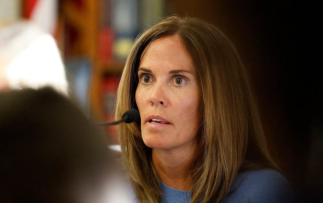 Jennifer McCabe answer questions from defense attorney Alan Jackson during the Karen Read murder trial in Norfolk Superior Court in Dedham, Massachusetts, on Wednesday, April 30, 2025.