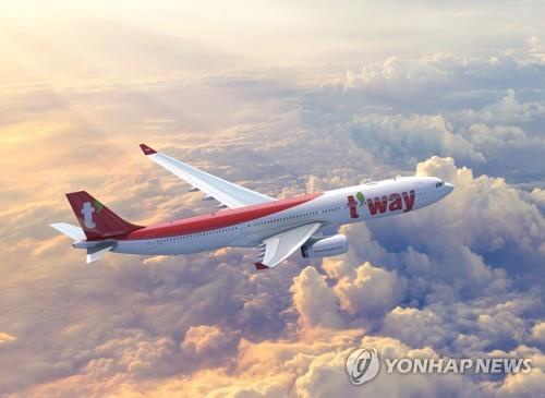 This file photo provided by T'way Air Co. on May 12, 2023, shows a company aircraft. (PHOTO NOT FOR SALE) (Yonhap)