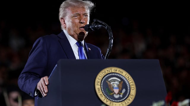 Donald Trump à Tuscaloosa en Alabama aux États-Unis, le 1er mai 2025.