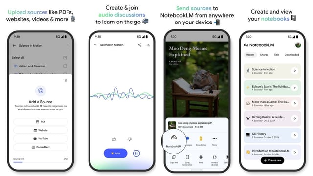 The NotebookLM’s app interface appears to be similar to the mobile website