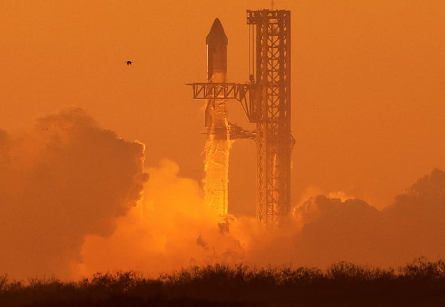 SpaceX's Starship spacecraft takes off from the company's Boca Chica launchpad on an unmanned test flight in 2023.