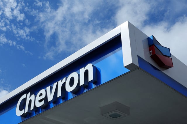 A Chevron gas station sign is seen in Austin, Texas, U.S., October 23, 2023.   REUTERS/Brian Snyder/File Photo