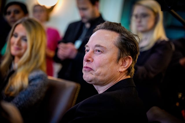 Elon Musk attends a cabinet meeting on April 30, 2025.