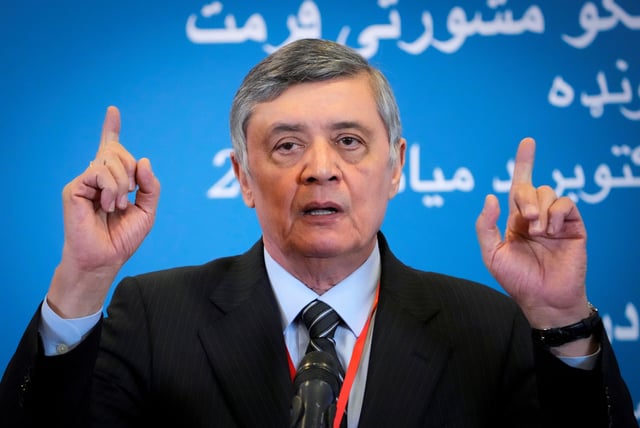 Zamir Kabulov addresses the media during international talks on Afghanistan in Moscow, Russia, October 20, 2021. Alexander Zemlianichenko/Pool via REUTERS/File Photo