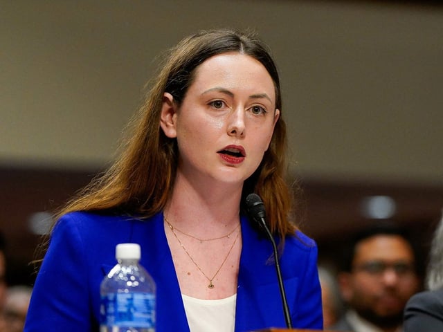 Former Skadden Arps senior associate Rachel Cohen testifies during a hearing organized by Democrats in the House of Representatives and Senate about the Trump administration's treatment of the Justice Department and law firms who act in cases disliked by the Republican president, on Capitol Hill in Washington, D.C., U.S., April 7, 2025.