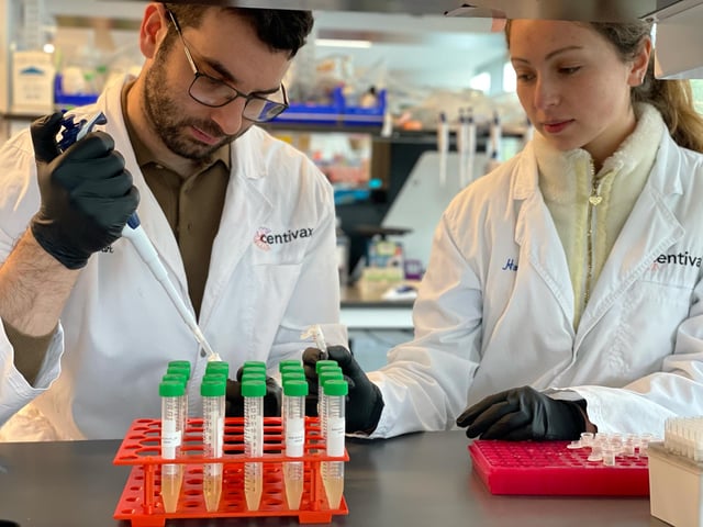 Study coauthors Mark Bellin and Hannah Hirou prepare antivenom during the course of the research.