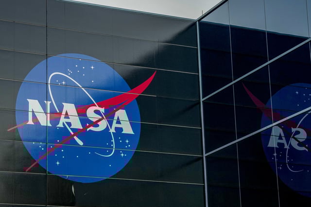 A NASA logo at Space Center Houston on March 10, 2025.